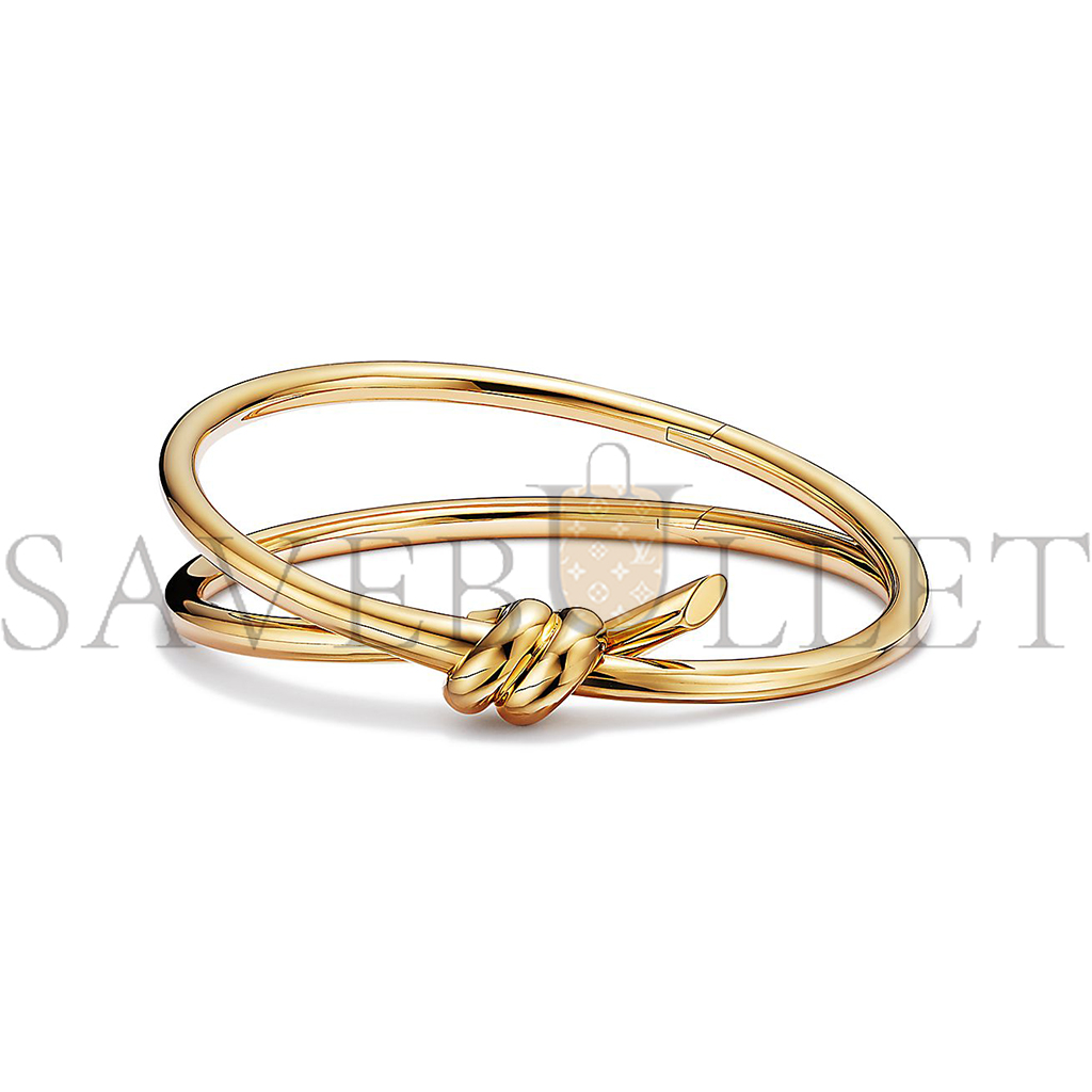 T*f*ny knot double row hinged bangle in yellow gold 68887232